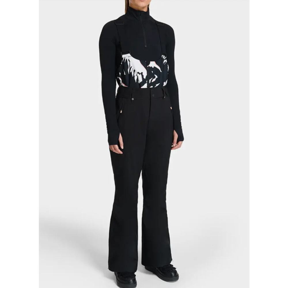 Sweaty Betty Peaks Print Pro Light Salopette Overalls 6 Black Snow Bibs WP NWOT